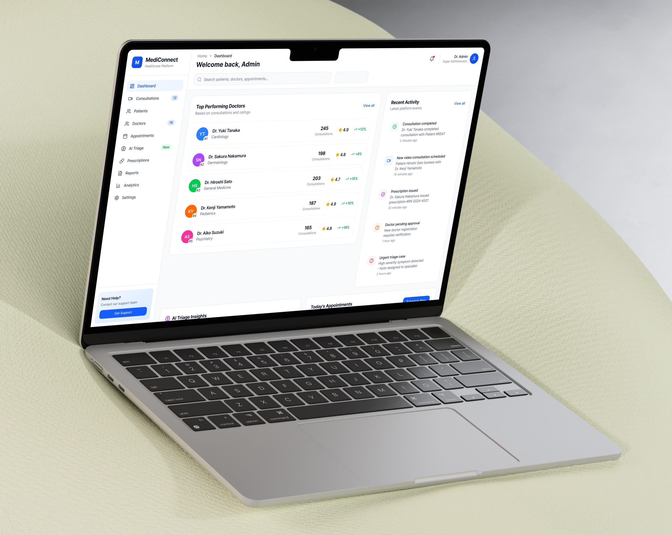 Telemedicine solution screens and architecture